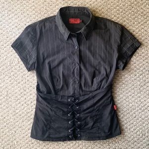 Vintage Tripp Nyc Black White Pinstriped Top